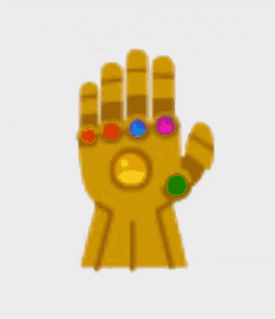 a cartoon drawing of a glove with a lot of gems on it .