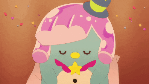 a cartoon character wearing a top hat with a star on it