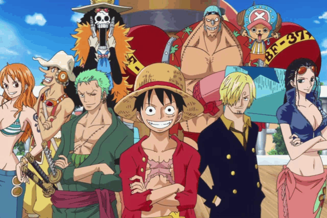 a group of anime characters including monkey d luffy and robin