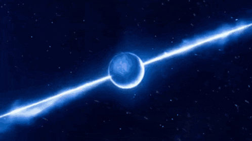 a blue glowing object in the middle of a dark space