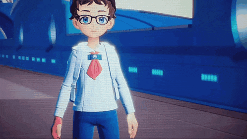 a cartoon character wearing glasses and a tie