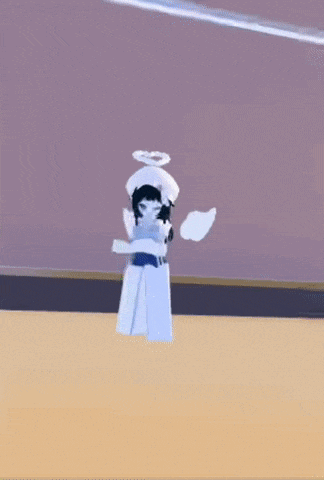the girl is wearing a white hat and white wings