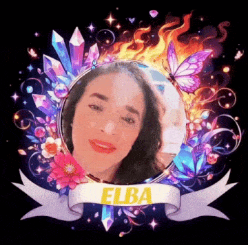 a picture of a woman in a circle with the name elba on the bottom