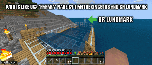 a screenshot of a minecraft game with the words " who is like us "