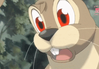 a close up of a cartoon bunny with red eyes
