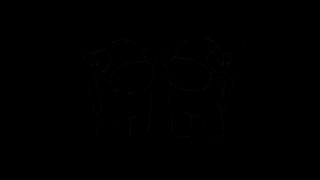 two among us characters are standing next to each other with their hands on their faces .