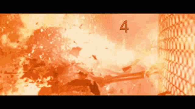 a fire explosion with the number 4 in the middle