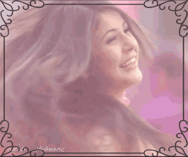 a picture of a woman with a pink background and a watermark that says ' candy '