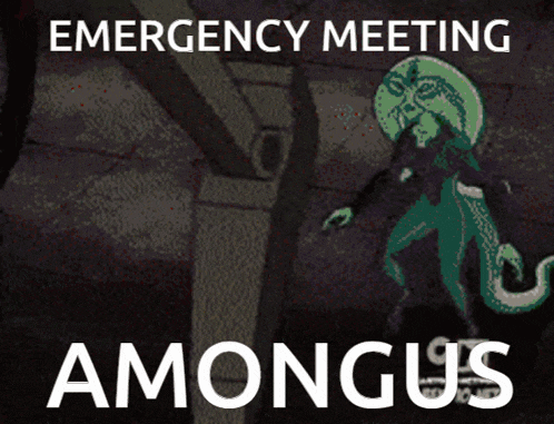 a poster for an emergency meeting with amongus