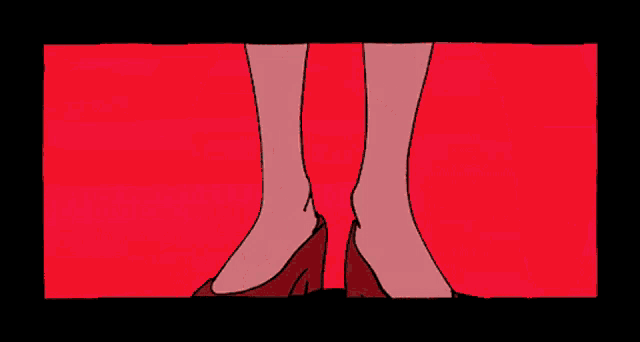 a cartoon of a person 's legs with a red background