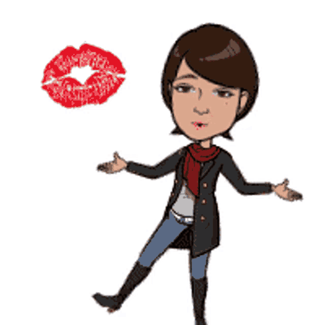 a cartoon drawing of a woman with short brown hair
