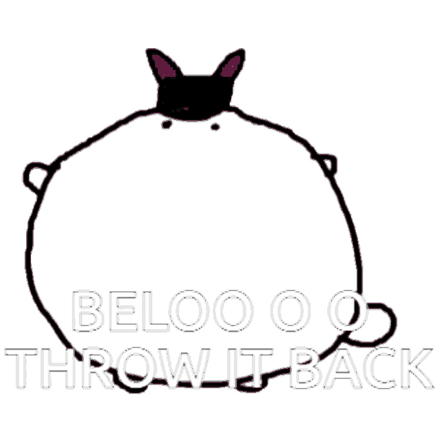 a black and white drawing of a rabbit with the words " beloo o throw it back "
