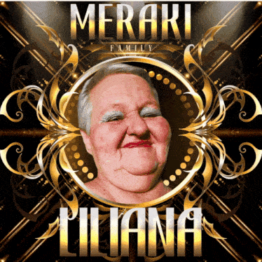 a poster for meraki family liliana with a woman in a gold frame