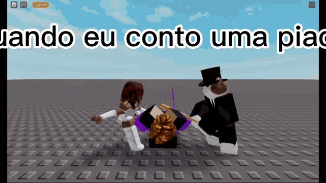 a screenshot of a video game with the words " quando eu conto uma pia "