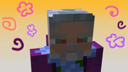 a pixel art of a man with a beard surrounded by flowers
