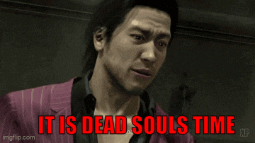 a row of guns with the words " it is dead souls time "