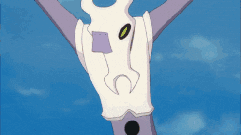 a cartoon character is flying through the air with a blue sky behind him