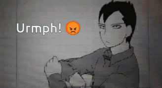 a drawing of a man with a smiley face and the word urmph