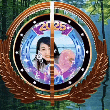 a picture of a woman in a circle with the year 2025 written on it