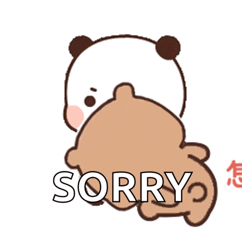 a cartoon of a panda bear holding a brown bear with the word sorry below it