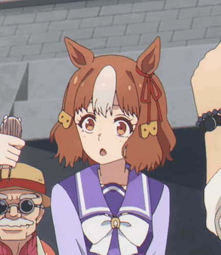 a girl in a purple uniform with the letter b on her ears