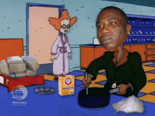 a box of arm & hammer baking soda sits on a table next to a man