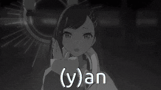 a black and white drawing of a girl with the word yan written on it