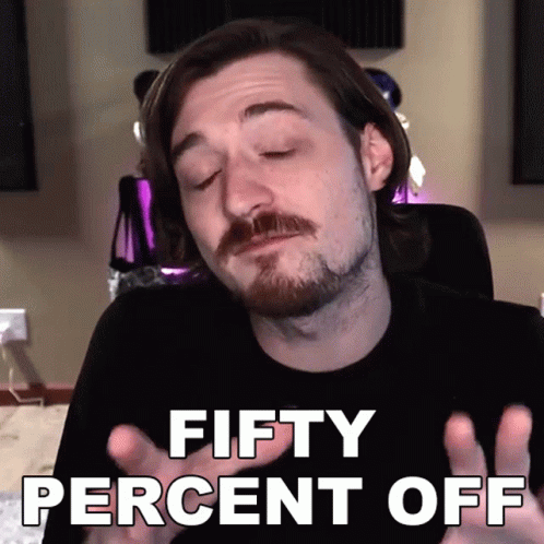 Fifty Percent Off Aaron Brown GIF - Fifty Percent Off Aaron Brown Bionicpig GIFs