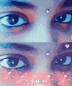 a close up of a woman 's eyes with the name jack on the bottom right