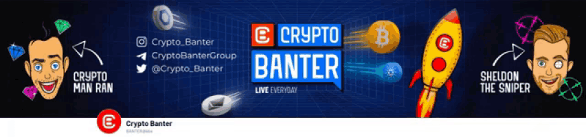 a banner that says crypto banter with a rocket