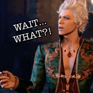 a man with blonde hair is wearing a green jacket and a necklace and says wait what