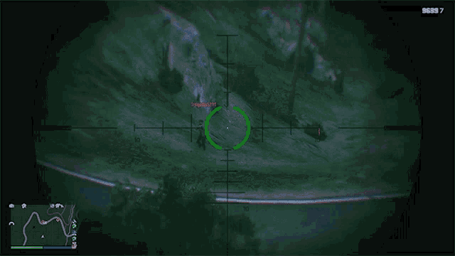 a screen shot of a video game shows a sniper aiming at a person