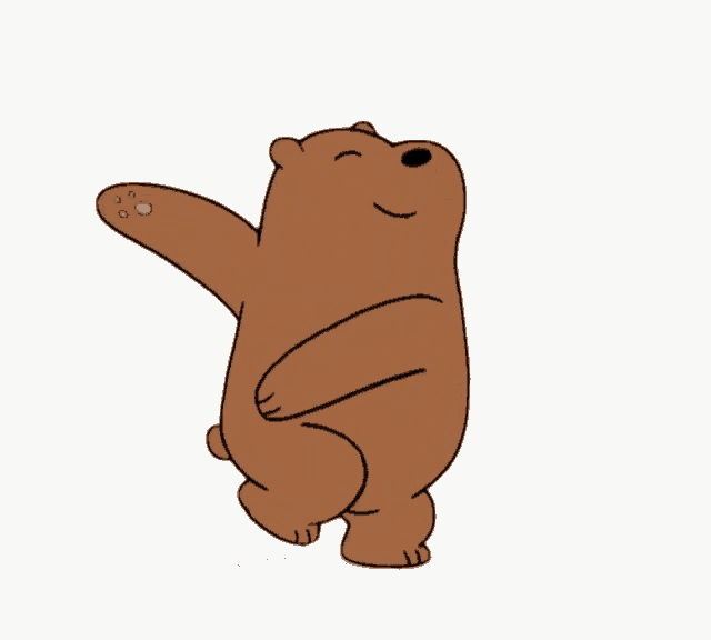 grizzly bear from we bare bears is walking with his eyes closed