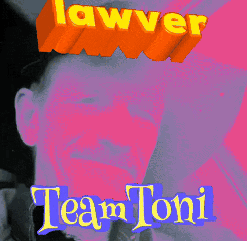 a picture of a man with the words " lawyer team toni " above him