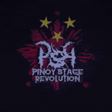 a logo for pinoy stage revolution with a lightning strike in the background