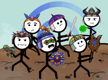 a group of stick figures with different facial expressions are standing next to each other