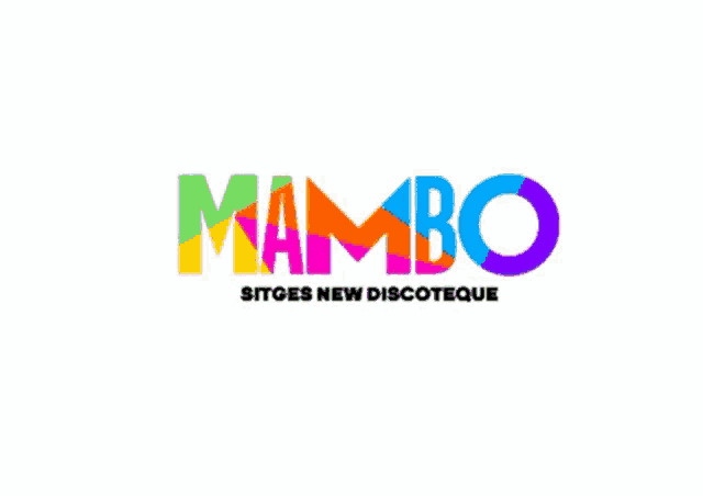 a logo for mambo sitges new discoteque with a white background
