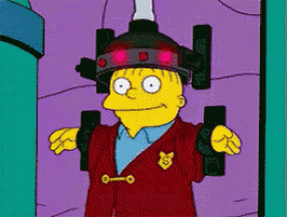 a cartoon character is wearing a red jacket and a hat