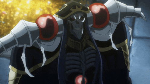 a skeleton with red eyes is wearing armor and a hood