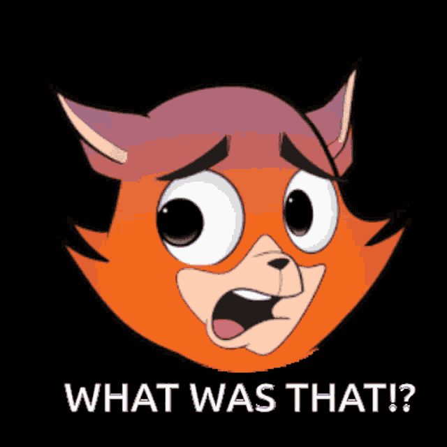 a cartoon cat with a surprised look on its face and the words what was that written below it