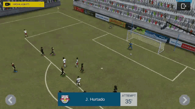 a soccer game is being played with j. hurtado as the player