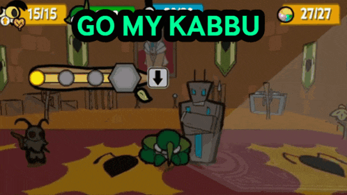 a video game with the words go my kabbu on the top