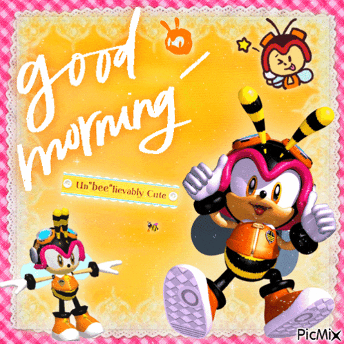 a picture of a bee with the words good morning on it