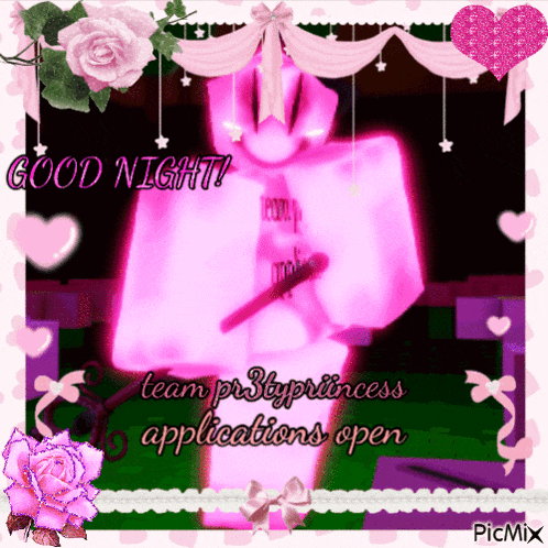 a picture of a person in a pink hoodie with the words good night