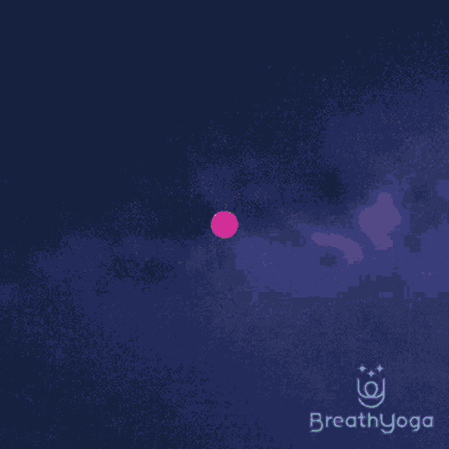 a pink circle with the words exhale and relax written on it