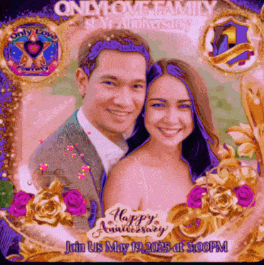 a picture of a man and a woman with the words only love family