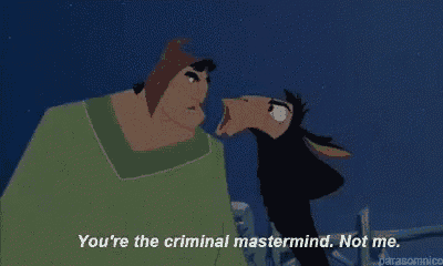 a cartoon of a man and a horse talking to each other .