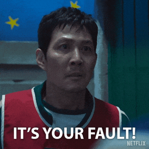 a man wearing a red vest says it 's your fault netflix