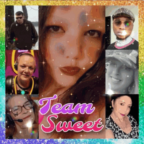 a collage of people with the words team sweet on the top