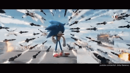 sonic the hedgehog is surrounded by missiles in a video game